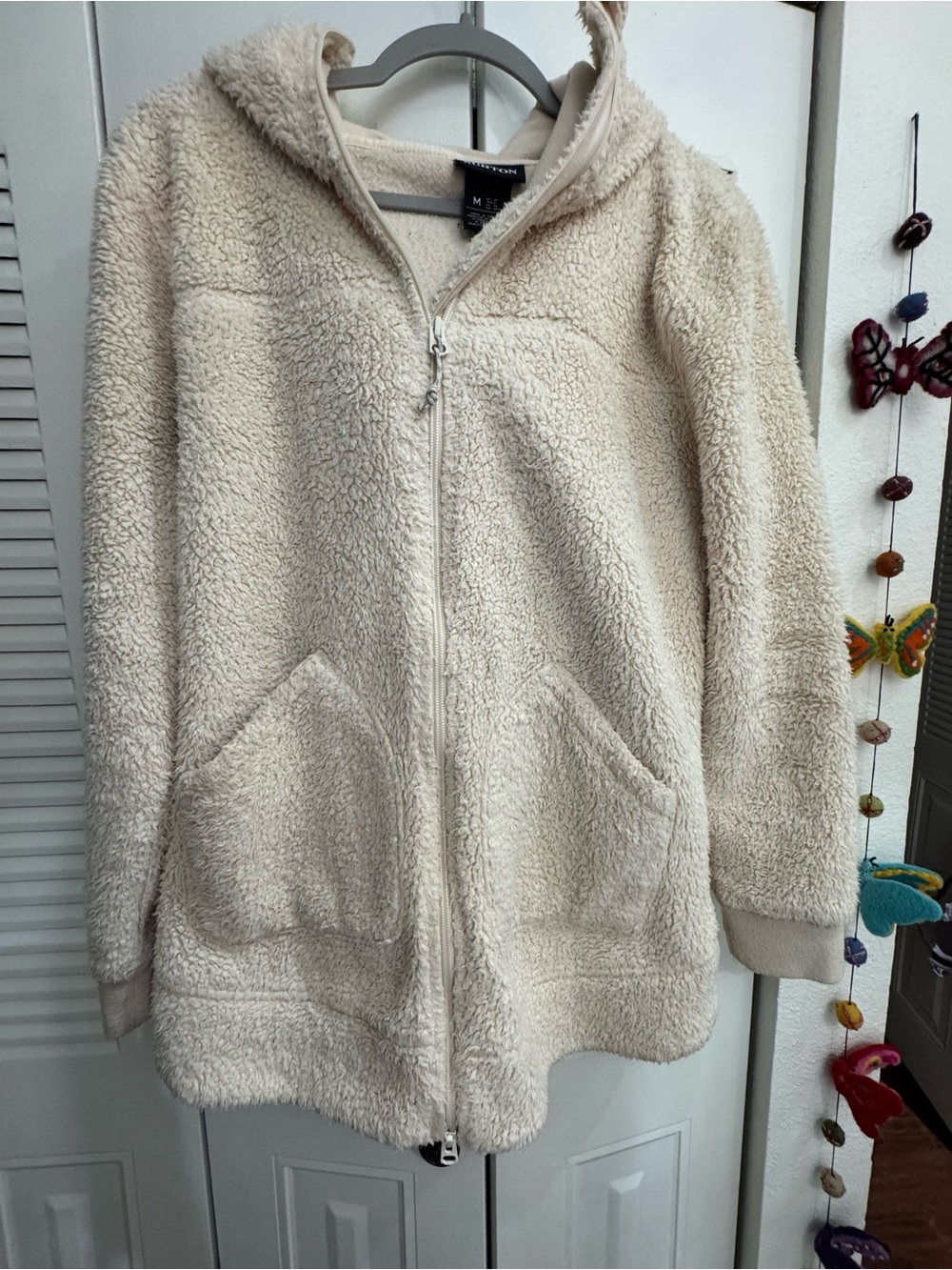 Burton Cream Zip up Sherpa Fleece Hoodie